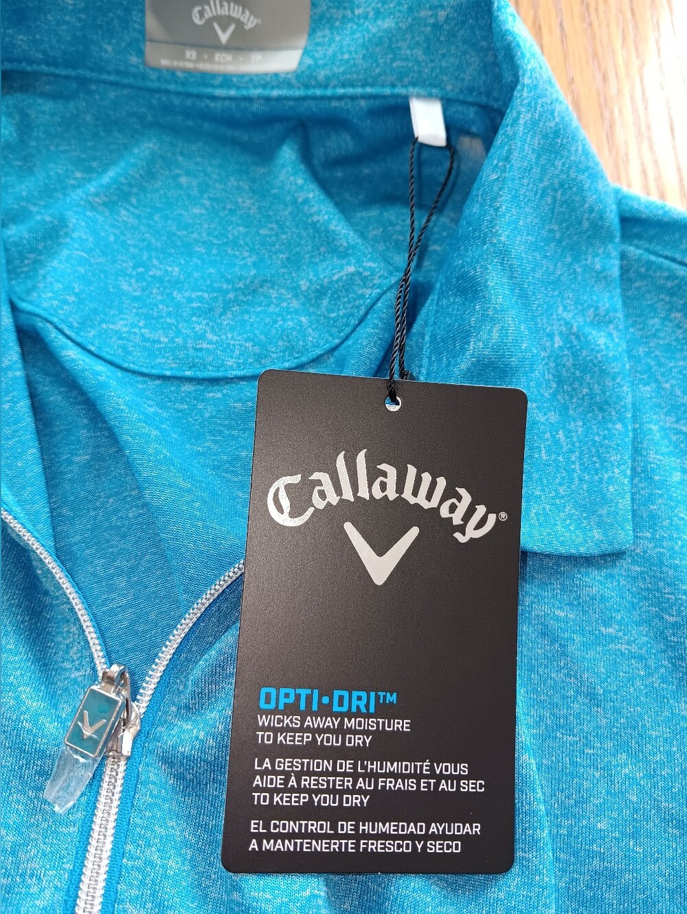 Callaway Ladies  Teal Heather Zip Polo Top OPTI-DRI. NEW!